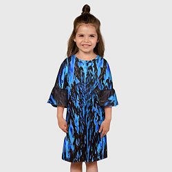 Платье клеш для девочки Демонический доспех синий, цвет: 3D-принт — фото 2