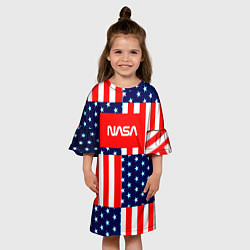 Платье клеш для девочки NASA usa space logo, цвет: 3D-принт — фото 2