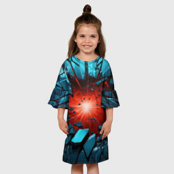 Платье клеш для девочки Взрыв бирюзовых камней, цвет: 3D-принт — фото 2