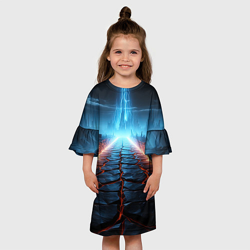 Детское платье Разломленная дорога / 3D-принт – фото 3