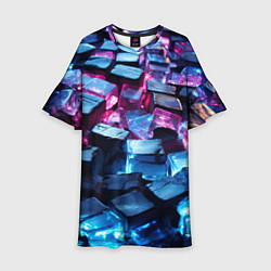 Платье клеш для девочки Стеклянные прозрачные камушки, цвет: 3D-принт