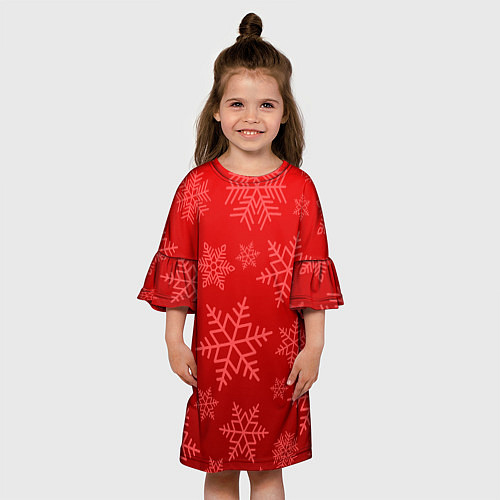 Детское платье Красные снежинки / 3D-принт – фото 3