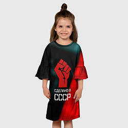 Платье клеш для девочки Сделано в СССР кулак власти, цвет: 3D-принт — фото 2