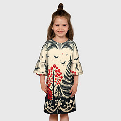 Платье клеш для девочки Новогодние деревья и узоры, цвет: 3D-принт — фото 2