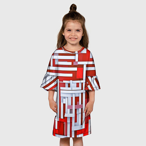 Детское платье Полосы на красном фоне / 3D-принт – фото 3