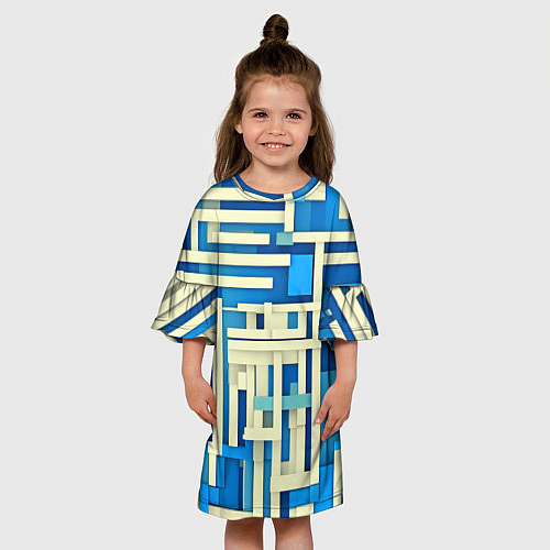 Детское платье Полосы на синем фоне / 3D-принт – фото 3
