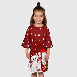 Платье клеш для девочки Семья ламы, цвет: 3D-принт — фото 2
