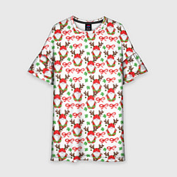 Платье клеш для девочки Новогодний гном с рогами, цвет: 3D-принт