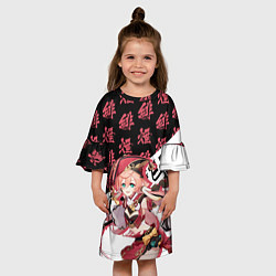Платье клеш для девочки Янь Фэй иероглифы - Геншин Импакт, цвет: 3D-принт — фото 2