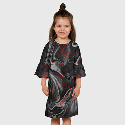 Детское платье Брызги краски и вода / 3D-принт – фото 3