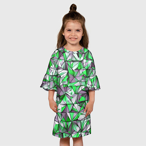 Детское платье Маленькие зелёные треугольники / 3D-принт – фото 3