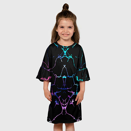 Детское платье Неоновые трещины узоры / 3D-принт – фото 3