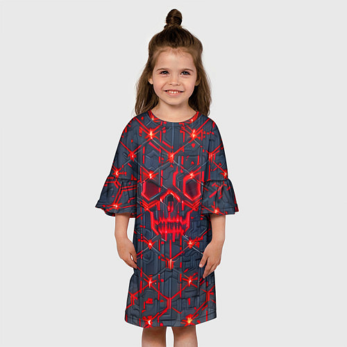 Детское платье Красная неоновая сеть / 3D-принт – фото 3