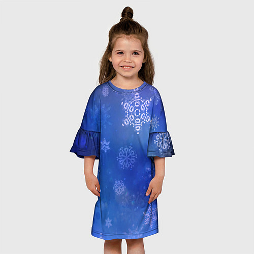 Детское платье Декоративные снежинки на фиолетовом / 3D-принт – фото 3