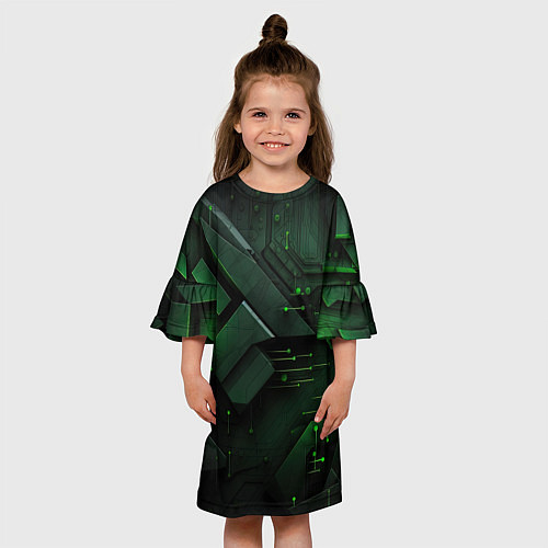 Детское платье Пространственные узоры зелени / 3D-принт – фото 3