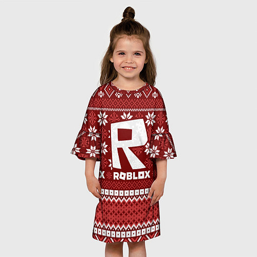 Детское платье Roblox christmas sweater / 3D-принт – фото 3