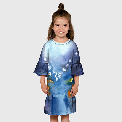 Детское платье После дождя акварель / 3D-принт – фото 3