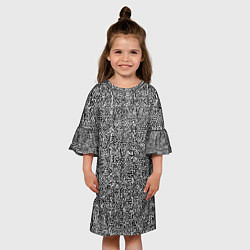 Платье клеш для девочки Чёрные и белые узоры, цвет: 3D-принт — фото 2