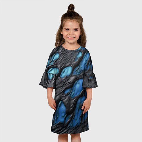 Детское платье Синяя текучая субстанция / 3D-принт – фото 3