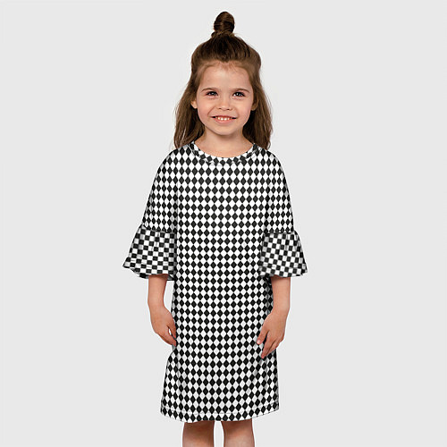 Детское платье Чёрно-белый ромб классика / 3D-принт – фото 3