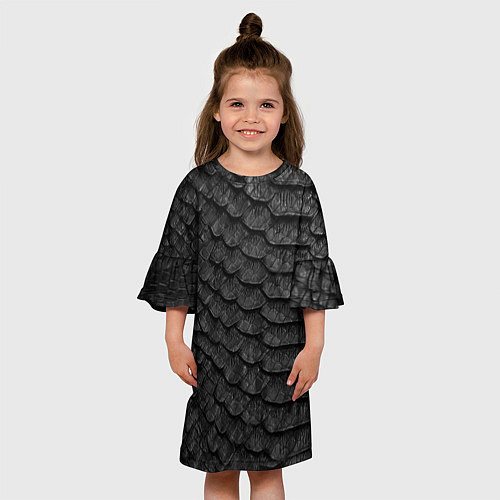 Детское платье Черная кожа рептилии / 3D-принт – фото 3