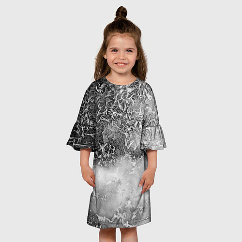 Детское платье Серый лёд и снежинки / 3D-принт – фото 3