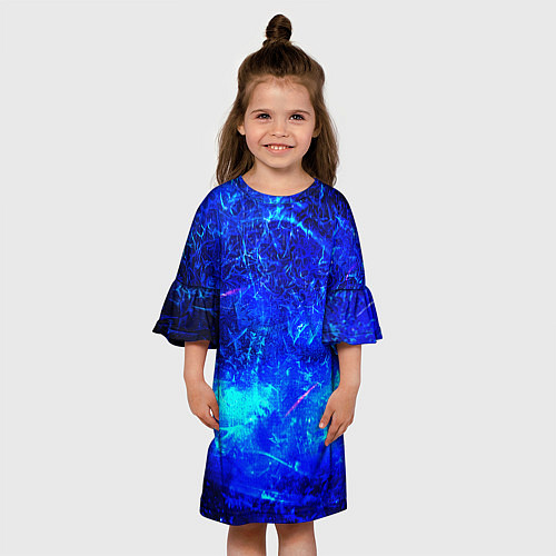 Детское платье Синий лёд и снежинки / 3D-принт – фото 3