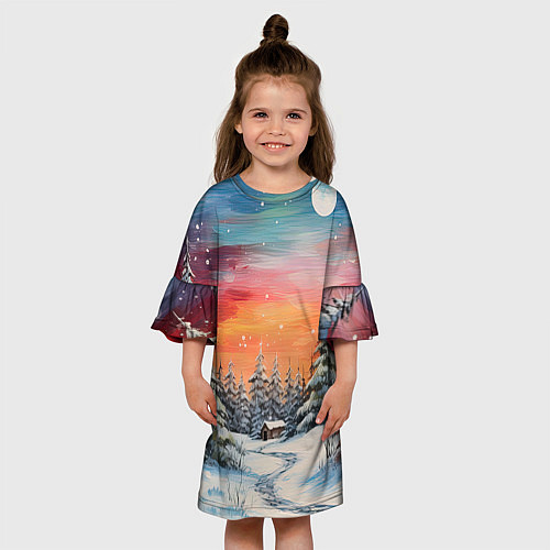 Детское платье Заснеженная радость нового года / 3D-принт – фото 3