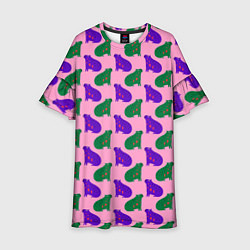 Платье клеш для девочки Животные капибары, цвет: 3D-принт