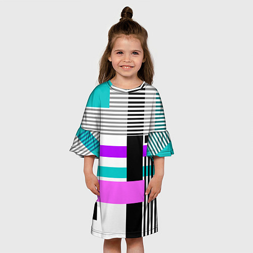 Детское платье Геометрический узор в стиле пэчворк / 3D-принт – фото 3