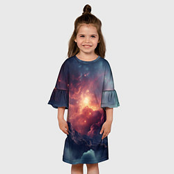 Платье клеш для девочки Космические облака, цвет: 3D-принт — фото 2