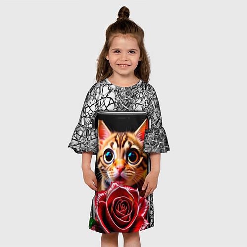 Детское платье Кот в телефоне / 3D-принт – фото 3