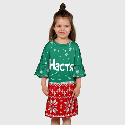 Детское платье Настя новогодний ugly свитер / 3D-принт – фото 3