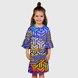 Платье клеш для девочки Ядовитое кимоно: асаноха в тумане, цвет: 3D-принт — фото 2