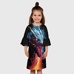 Платье клеш для девочки Дракон зимнего волшебства 2024, цвет: 3D-принт — фото 2