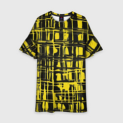 Платье клеш для девочки Смазанная краска чёрная и жёлтая, цвет: 3D-принт