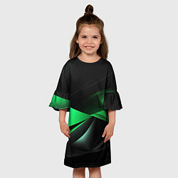 Платье клеш для девочки Трехмерность зеленой фигуры, цвет: 3D-принт — фото 2