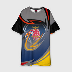 Платье клеш для девочки Scania логотип, цвет: 3D-принт