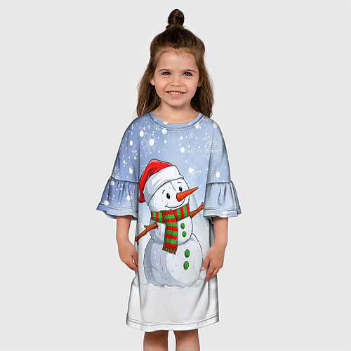 Детское платье Весёлый снеговик в колпаке / 3D-принт – фото 3