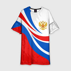 Платье клеш для девочки Россия - спортивная униформа, цвет: 3D-принт