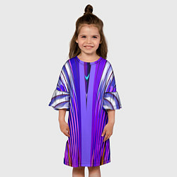 Платье клеш для девочки Фиолетовые линии и полосы, цвет: 3D-принт — фото 2