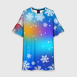 Платье клеш для девочки Снегопад на Новый год, цвет: 3D-принт