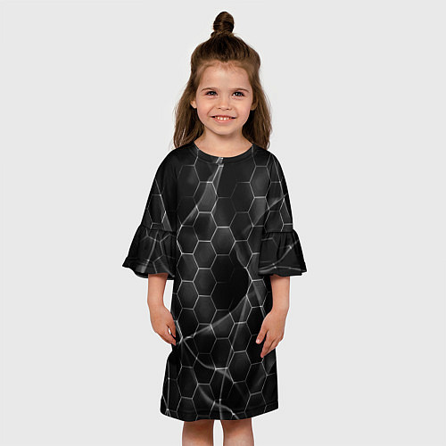 Детское платье Чёрные соты / 3D-принт – фото 3