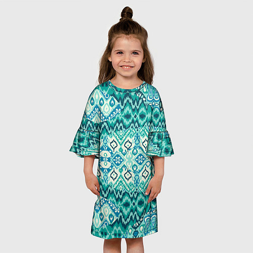 Детское платье Орнамент узбекского народа - икат / 3D-принт – фото 3