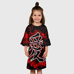 Платье клеш для девочки Иероглиф любовь, цвет: 3D-принт — фото 2