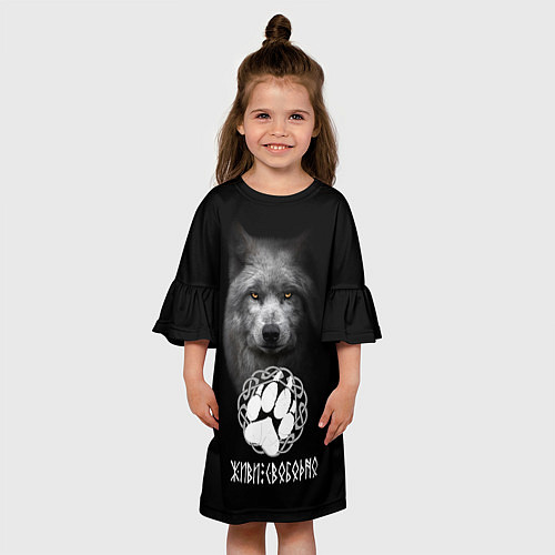 Детское платье Свободный славянский волк / 3D-принт – фото 3