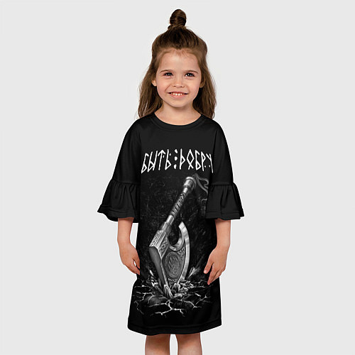 Детское платье Славянский топор с символикой Велеса / 3D-принт – фото 3