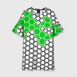 Платье клеш для девочки Зелёная энерго-броня из шестиугольников, цвет: 3D-принт