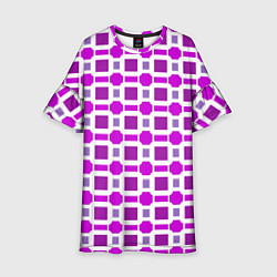 Платье клеш для девочки Фиолетовые кирпичики и белые полосы, цвет: 3D-принт