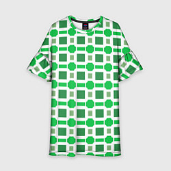 Платье клеш для девочки Зелёные кирпичики и белые полосы, цвет: 3D-принт
